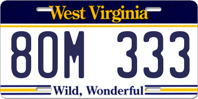 WV license plate 8OM333