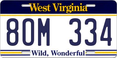 WV license plate 8OM334