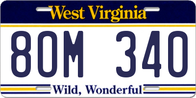 WV license plate 8OM340
