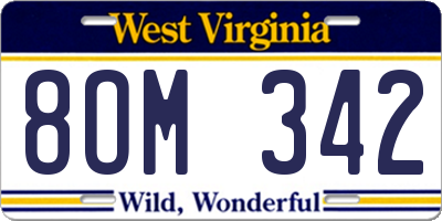 WV license plate 8OM342