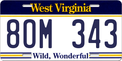 WV license plate 8OM343