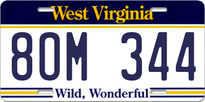 WV license plate 8OM344
