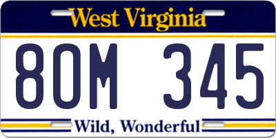 WV license plate 8OM345