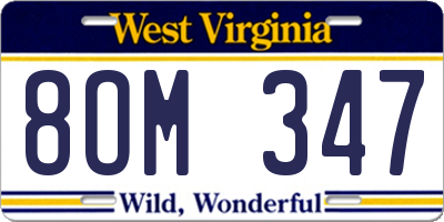 WV license plate 8OM347
