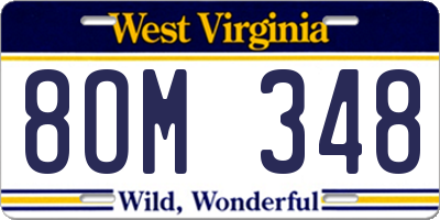 WV license plate 8OM348