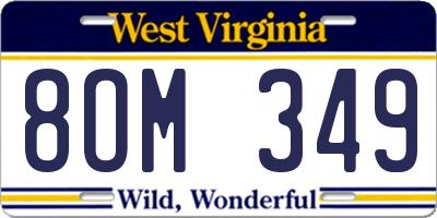 WV license plate 8OM349