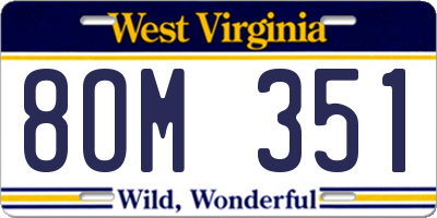 WV license plate 8OM351