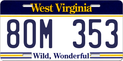 WV license plate 8OM353