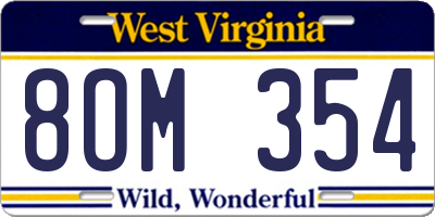 WV license plate 8OM354