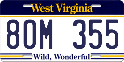 WV license plate 8OM355