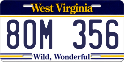 WV license plate 8OM356