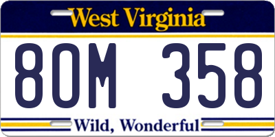 WV license plate 8OM358
