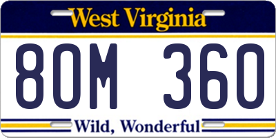 WV license plate 8OM360