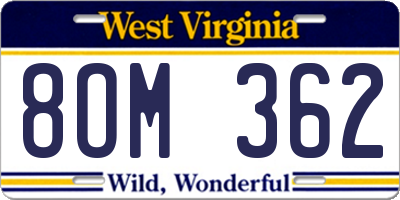 WV license plate 8OM362