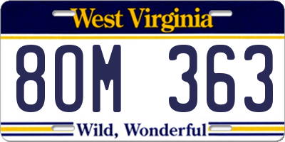 WV license plate 8OM363