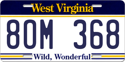 WV license plate 8OM368
