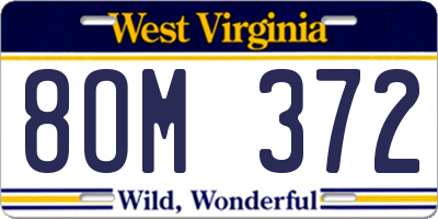 WV license plate 8OM372