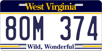 WV license plate 8OM374