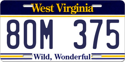 WV license plate 8OM375