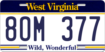 WV license plate 8OM377