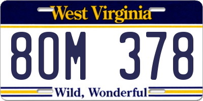 WV license plate 8OM378