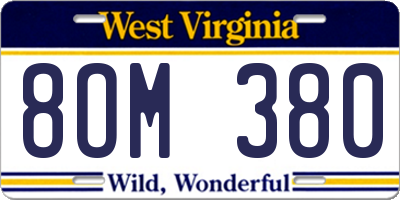 WV license plate 8OM380
