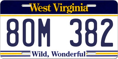 WV license plate 8OM382