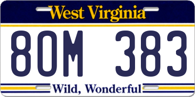 WV license plate 8OM383