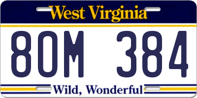 WV license plate 8OM384