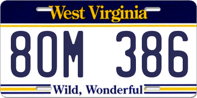WV license plate 8OM386