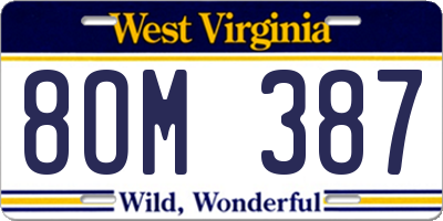WV license plate 8OM387
