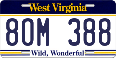 WV license plate 8OM388