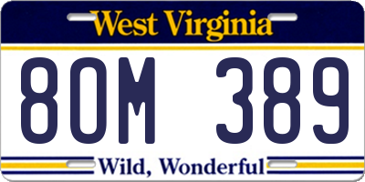 WV license plate 8OM389