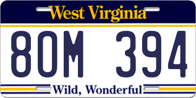 WV license plate 8OM394