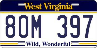 WV license plate 8OM397