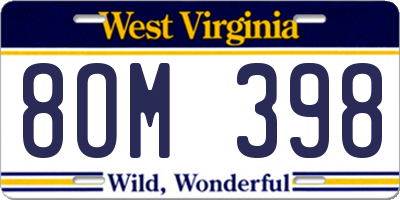 WV license plate 8OM398
