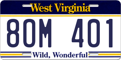 WV license plate 8OM401