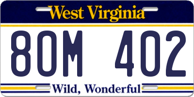 WV license plate 8OM402