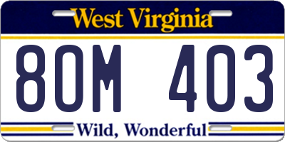 WV license plate 8OM403