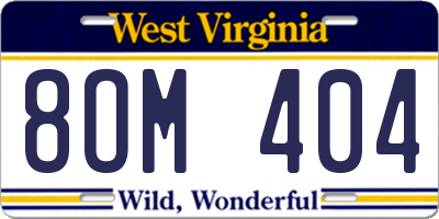 WV license plate 8OM404