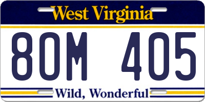 WV license plate 8OM405