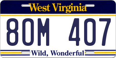 WV license plate 8OM407
