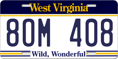 WV license plate 8OM408