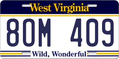 WV license plate 8OM409
