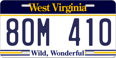 WV license plate 8OM410