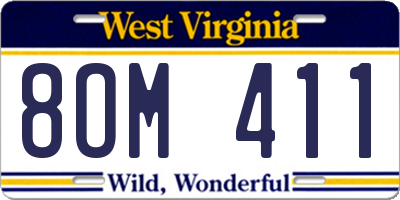 WV license plate 8OM411