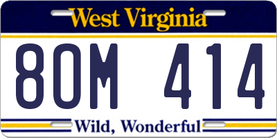 WV license plate 8OM414