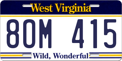 WV license plate 8OM415