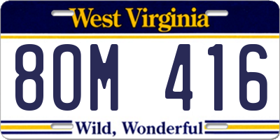 WV license plate 8OM416