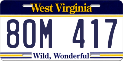 WV license plate 8OM417